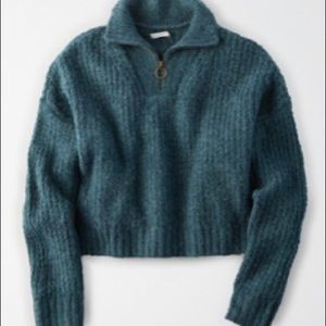 American Eagle cropped quarter zip sweater